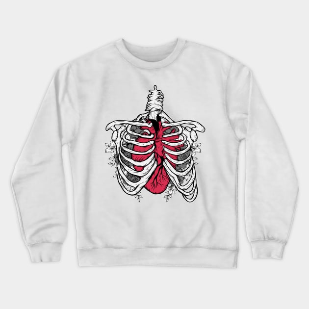 Big red heart skeleton Crewneck Sweatshirt by Jess Adams